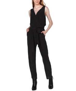 Black Tape Women's Embellished Belted Faux-Wrap Jumpsuit