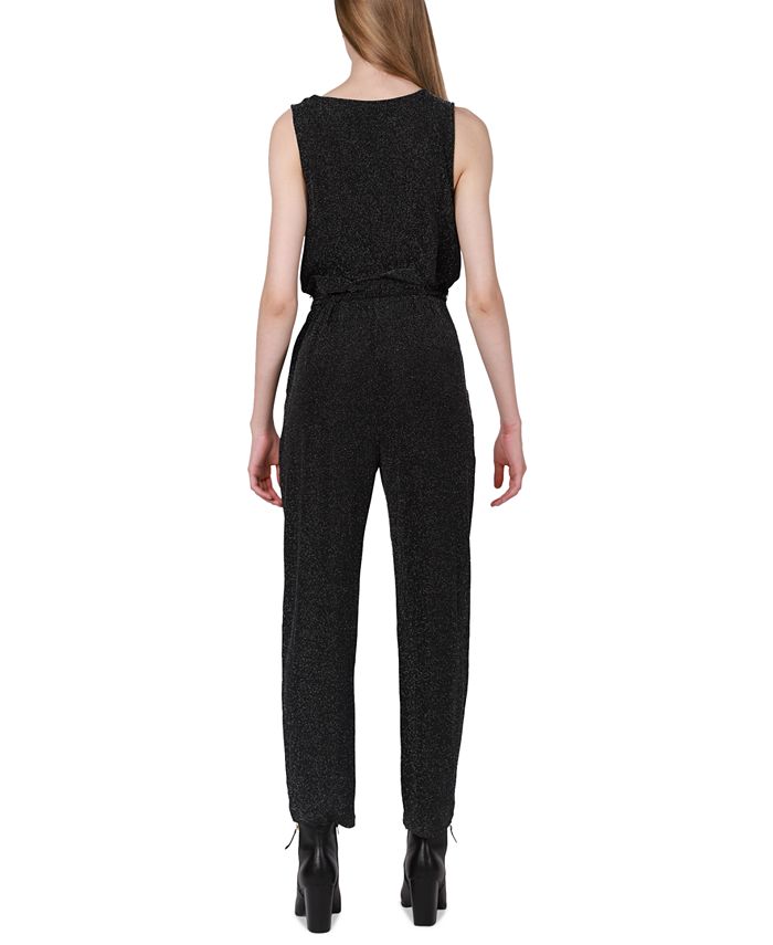 Women's Embellished Belted Faux-Wrap Jumpsuit Black Tape Women's Embellished Belted Faux-Wrap Jumpsuit -CeCe cloth-shop