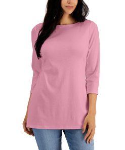 Karen Scott Boat-Neck 3/4-Sleeve Top, Created For Macy's
