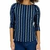 Charter Club Women's Floral Boat-Neck 3/4-Sleeve Top, Created For Macy's