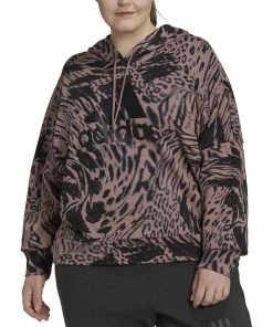 ADIDAS Plus Size Printed Cotton Long-Sleeve Hoodie
