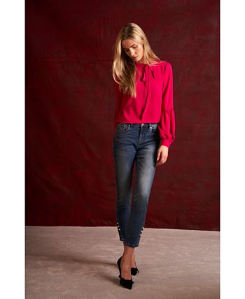 Women's Solid Long Sleeve Tie-Neck Puff-Sleeve Blouse CeCe Women's Solid Long Sleeve Tie-Neck Puff-Sleeve Blouse -CeCe cloth-shop 22724035 fpx 1