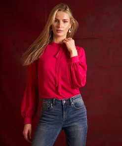 CeCe Women's Solid Long Sleeve Tie-Neck Puff-Sleeve Blouse 6 CeCe Women's Solid Long Sleeve Tie-Neck Puff-Sleeve Blouse -CeCe cloth-shop 22724036 fpx