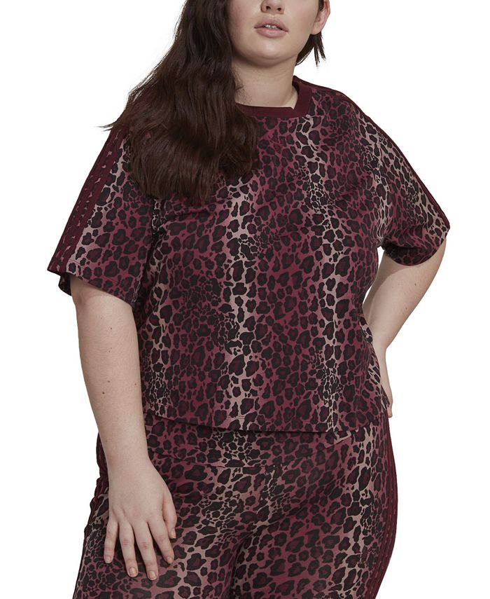 Plus Size Leopard-Print Cotton T-Shirt ADIDAS Plus Size Leopard-Print Cotton T-Shirt -CeCe cloth-shop