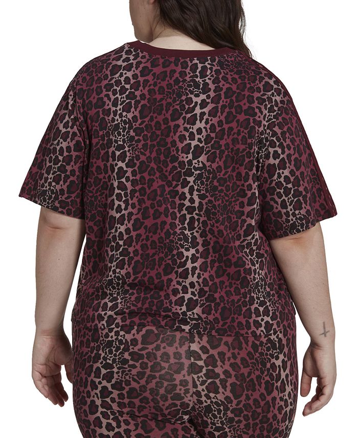 Plus Size Leopard-Print Cotton T-Shirt ADIDAS Plus Size Leopard-Print Cotton T-Shirt -CeCe cloth-shop