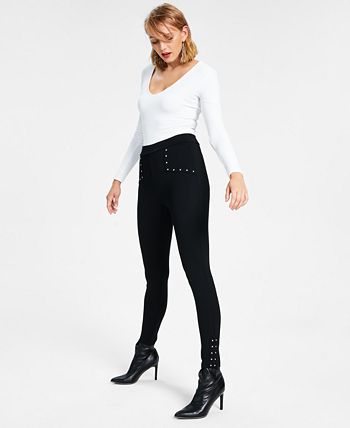 Women's Studded Waist Detail Pull-On Leggings, Created For Macy's Bar III Women's Studded Waist Detail Pull-On Leggings, Created For Macy's -CeCe cloth-shop