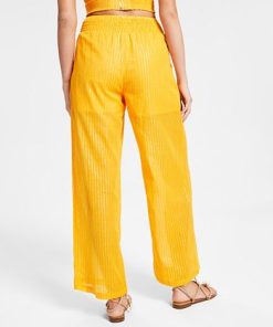 Alternative view of Bar III Women's Wide-Leg Metallic-Stripe Pull-On Pants, Created For Macy's