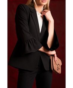 CeCe Women's Ruffle Sleeve Welt Pocket Blazer -CeCe cloth-shop 22729282 fpx