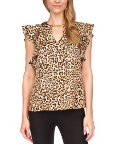 Michael Kors Women's Wildcat Printed Ruffled Top