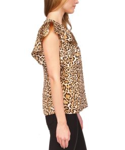 Michael Kors Women's Wildcat Printed Ruffled Top -CeCe cloth-shop 22731339 fpx
