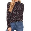 CeCe Women's Long Sleeve Floral Mock Neck Top