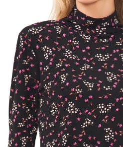 CeCe Women's Long Sleeve Floral Mock Neck Top -CeCe cloth-shop 22732493 fpx