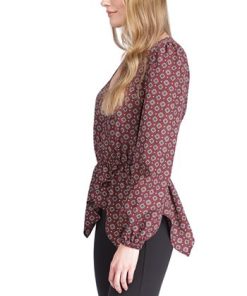 Michael Kors Foulard-Print Handkerchief-Hem Top -CeCe cloth-shop 22732713 fpx