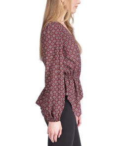 Michael Kors Foulard-Print Handkerchief-Hem Top -CeCe cloth-shop 22732714 fpx