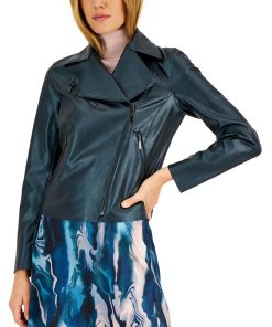 Anne Klein Women's Faux-Leather Motorcycle Jacket