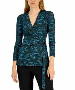 Anne Klein Printed Tie-Waist Top
