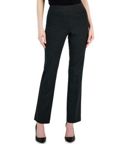 Anne Klein Women's Compression Printed High-Rise Bootcut Pull-On Pants