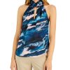 Anne Klein Women's Satin Printed Twist-Neck Halter Top