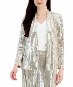 Anne Klein Women's Shawl-Collar Open-Front Sequin Blazer