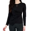 Anne Klein Women's Harmony-Knit Asymmetric Faux-Wrap Keyhole Top