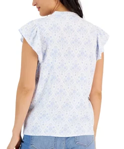 Style & Co Women's Crinkle Gauze Ruffled Sleeve Top, Created For Macy's -CeCe cloth-shop 22738006 fpx