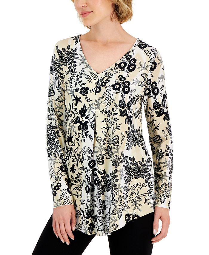 Women's Ethereal Folk Printed Tunic, Created For Macy's JM Collection Women's Ethereal Folk Printed Tunic, Created For Macy's -CeCe cloth-shop