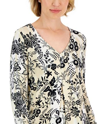 Women's Ethereal Folk Printed Tunic, Created For Macy's JM Collection Women's Ethereal Folk Printed Tunic, Created For Macy's -CeCe cloth-shop
