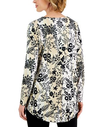 Women's Ethereal Folk Printed Tunic, Created For Macy's JM Collection Women's Ethereal Folk Printed Tunic, Created For Macy's -CeCe cloth-shop
