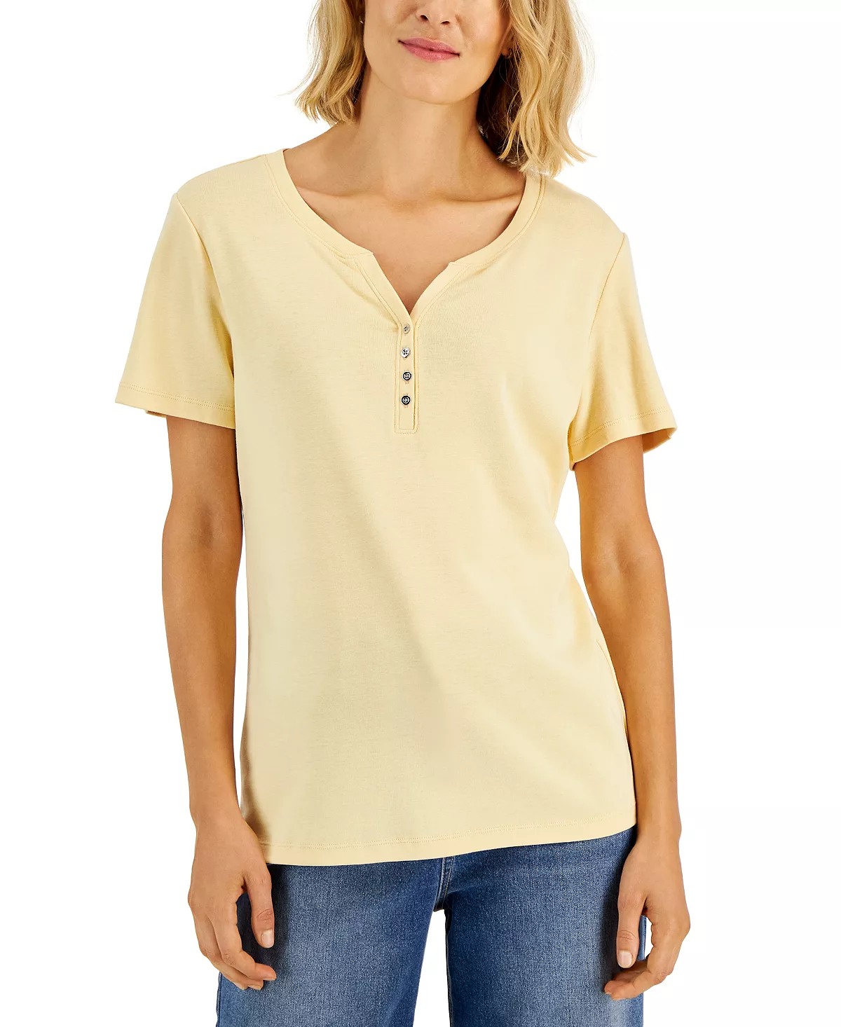Karen Scott Hort Sleeve Henley Top, Created For Macy's - Image 16