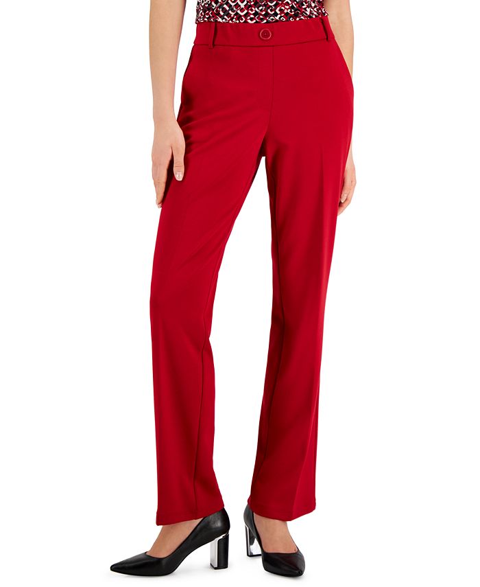Women's Faux-Fly Pull-On Wide-Leg Pants Kasper Women's Faux-Fly Pull-On Wide-Leg Pants -CeCe cloth-shop