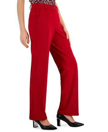 Women's Faux-Fly Pull-On Wide-Leg Pants Kasper Women's Faux-Fly Pull-On Wide-Leg Pants -CeCe cloth-shop