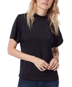 Sam Edelman Leona Braided Neckline Short Sleeve Blouse