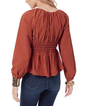 Cilian Cotton Smocked Bustier Blouse Sam Edelman Cilian Cotton Smocked Bustier Blouse -CeCe cloth-shop