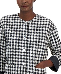 Anne Klein Women's Houndstooth Quilted Snap-Front Jacket -CeCe cloth-shop 22767851 fpx