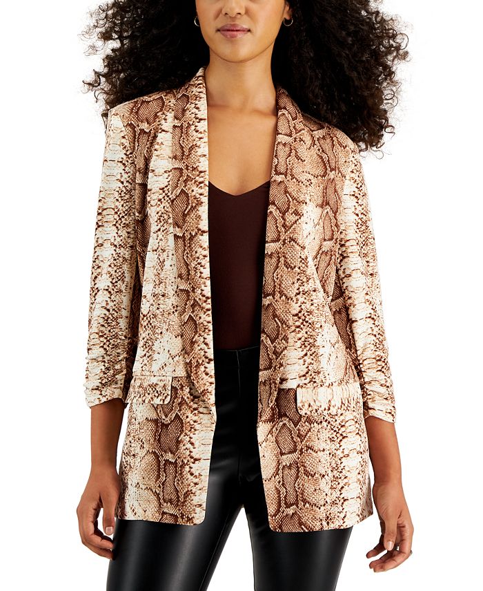 Women's Python-Print Knit Shawl-Collar Boyfriend Blazer, Created For Macy's Bar III Women's Python-Print Knit Shawl-Collar Boyfriend Blazer, Created For Macy's -CeCe cloth-shop