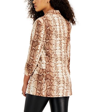 Women's Python-Print Knit Shawl-Collar Boyfriend Blazer, Created For Macy's Bar III Women's Python-Print Knit Shawl-Collar Boyfriend Blazer, Created For Macy's -CeCe cloth-shop