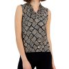 Anne Klein Women's Printed Gathered V-Neck Sleeveless Top