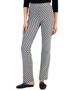 Anne Klein Women's Metallic Chevron Pull-On Bootcut Pants