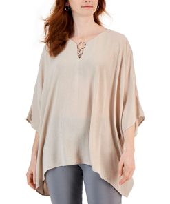 JM Collection Women's Lurex O-Ring Poncho, Created For Macy's