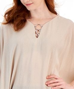 JM Collection Women's Lurex O-Ring Poncho, Created For Macy's -CeCe cloth-shop 22779096 fpx