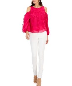 INC International Concepts Women's Ruffled Cold-Shoulder Top, Created For Macy's -CeCe cloth-shop 22779517 fpx