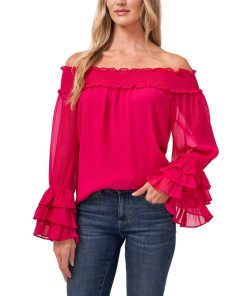 CeCe Smocked Off-The-Shoulder Top