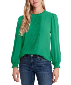 CeCe Smocked Pintuck Top