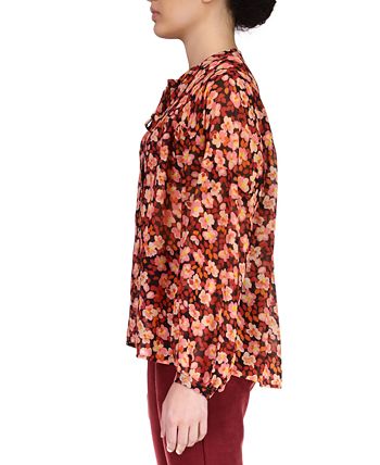 Floral Button Front Yoke Tie Blouse Sanctuary Floral Button Front Yoke Tie Blouse -CeCe cloth-shop