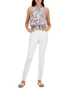 INC International Concepts Women's Printed Smocked Blouse, Created For Macy's -CeCe cloth-shop 22783394 fpx
