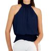 INC International Concepts Women's Smocked Mock Neck Blouse, Created For Macy's