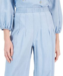 INC International Concepts Women's Chambray Ultra High-Rise Wide-Leg Pants, Created For Macy's 3 INC International Concepts Women's Chambray Ultra High-Rise Wide-Leg Pants, Created For Macy's -CeCe cloth-shop 22783641 fpx