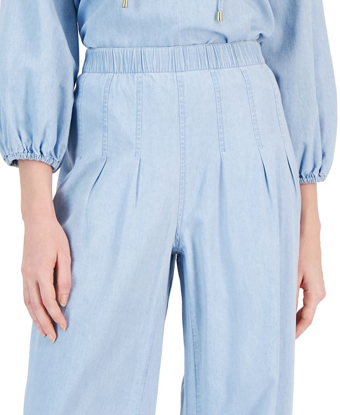 Women's Chambray Ultra High-Rise Wide-Leg Pants, Created For Macy's INC International Concepts Women's Chambray Ultra High-Rise Wide-Leg Pants, Created For Macy's -CeCe cloth-shop