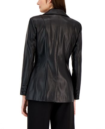 Women's Faux Leather Single-Breasted Blazer, Created For Macy's INC International Concepts Women's Faux Leather Single-Breasted Blazer, Created For Macy's -CeCe cloth-shop