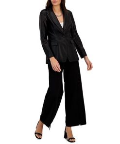 INC International Concepts Women's Faux Leather Single-Breasted Blazer, Created For Macy's 2 INC International Concepts Women's Faux Leather Single-Breasted Blazer, Created For Macy's -CeCe cloth-shop 22783645 fpx